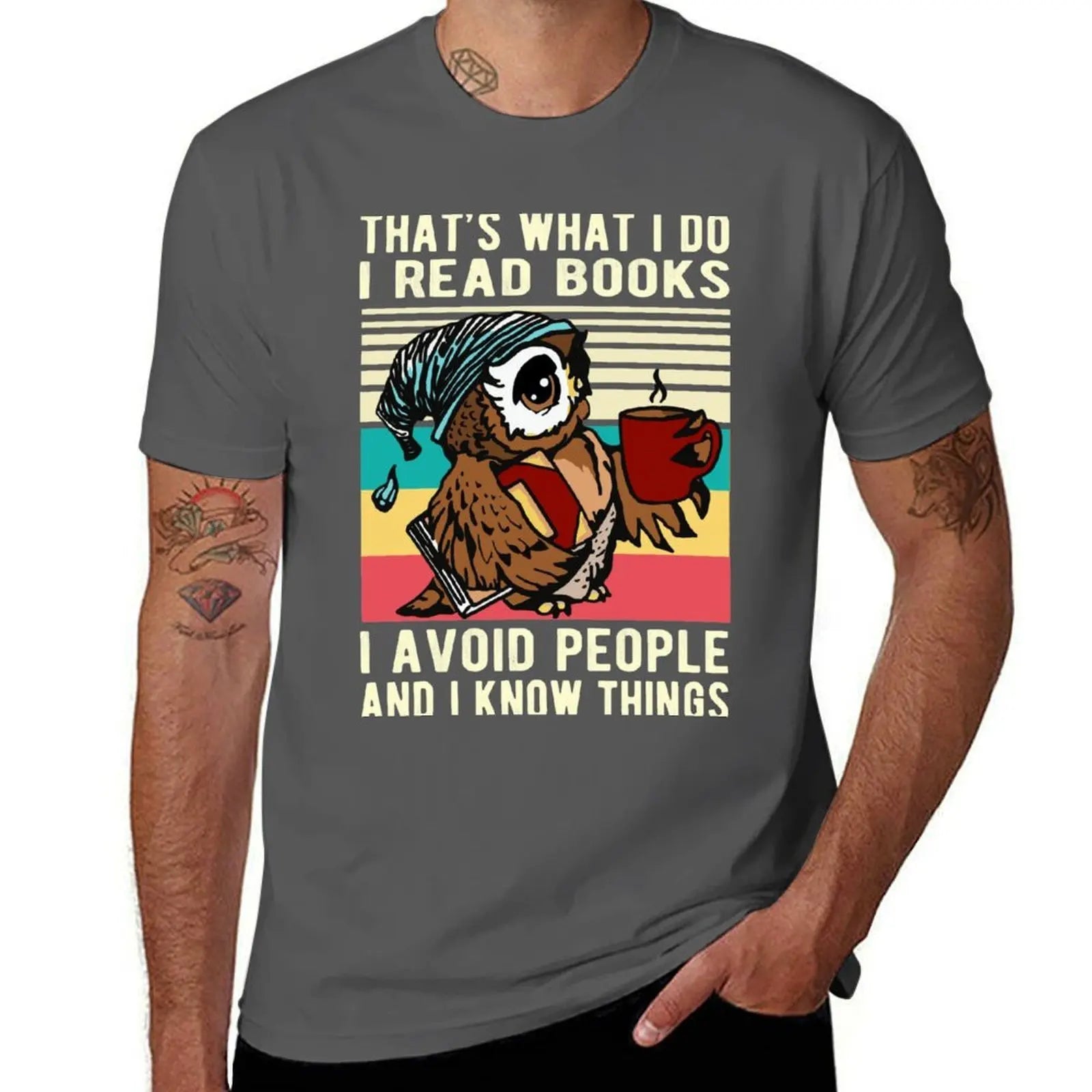Funny Owl That's What I Do I Read Books I Avoid People And Know Things Owl Gift T-Shirt man t shirt summer T-Shirt