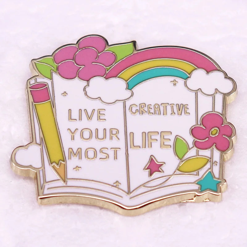 Cute Books Enamel Pins