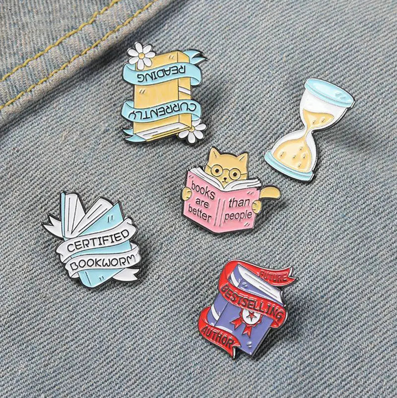 Enamel pins for book lovers.  Choice of designs.