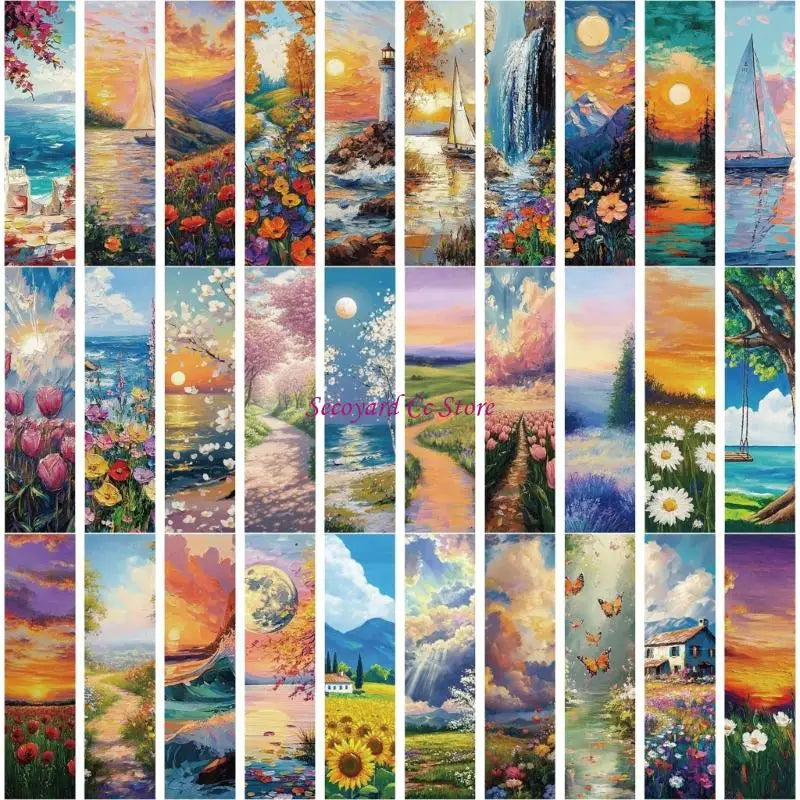 30 Pieces Scenic Art Pattern Bookmarks