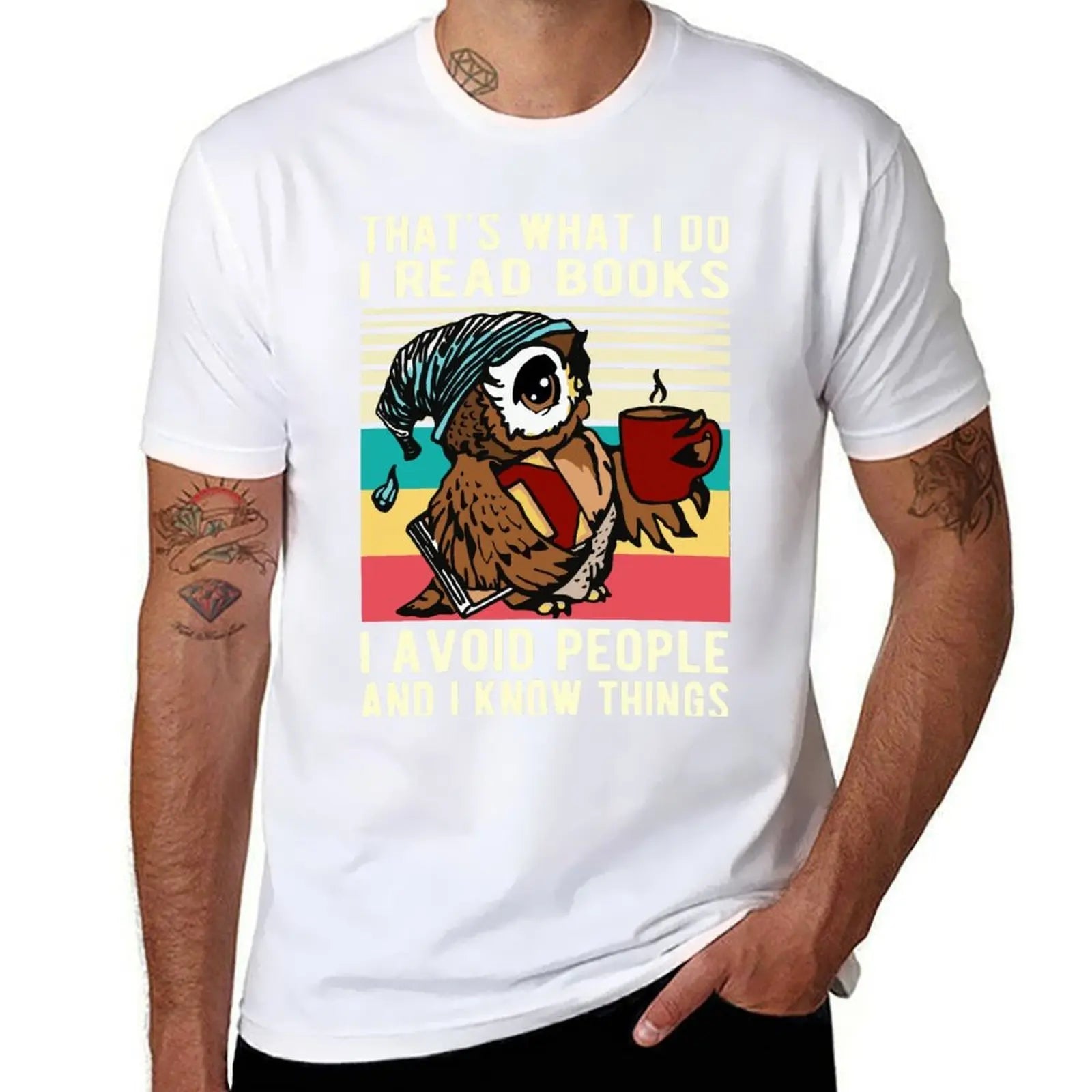 Funny Owl That's What I Do I Read Books I Avoid People And Know Things Owl Gift T-Shirt man t shirt summer T-Shirt