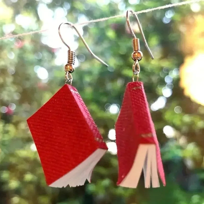 Three-dimensional Book Pendant Earrings for Women - choice of colours.
