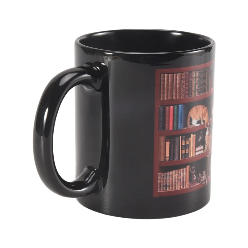 Bookshelf with Cats Mug