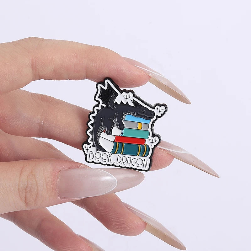 Book Dragon Enamel Pin