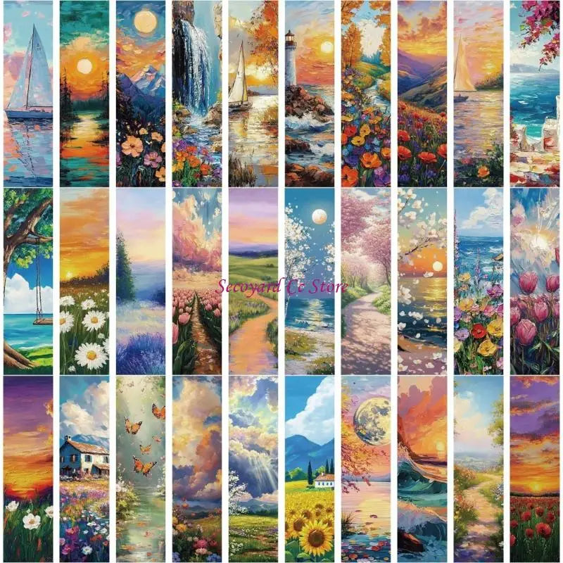 30 Pieces Scenic Art Pattern Bookmarks