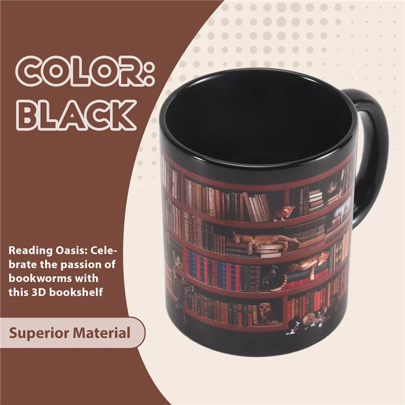 Bookshelf with Cats Mug