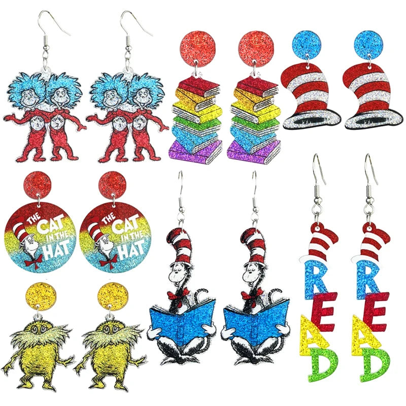 Colourful book earrings.  A variety of designs to choose from.