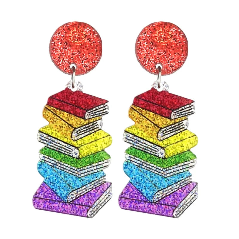 Colourful book earrings.  A variety of designs to choose from.