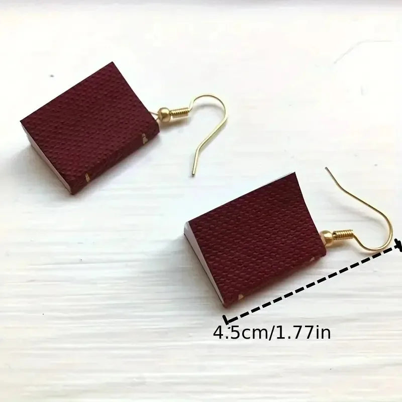 Three-dimensional Book Pendant Earrings for Women - choice of colours.