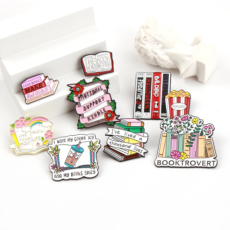 Cute Books Enamel Pins
