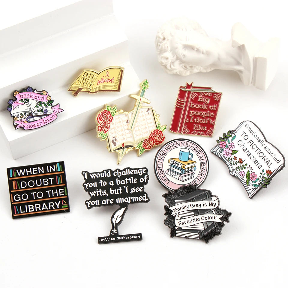 Cute Books Enamel Pins
