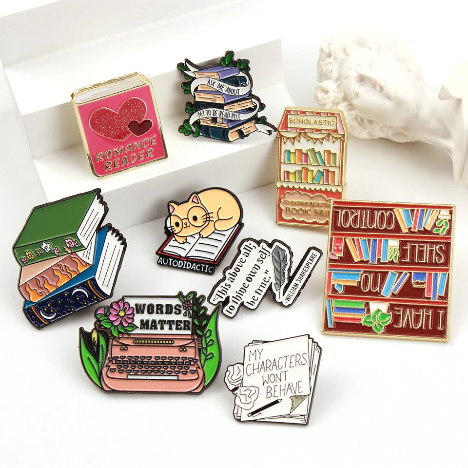 Cute Books Enamel Pins