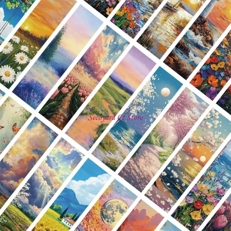 30 Pieces Scenic Art Pattern Bookmarks