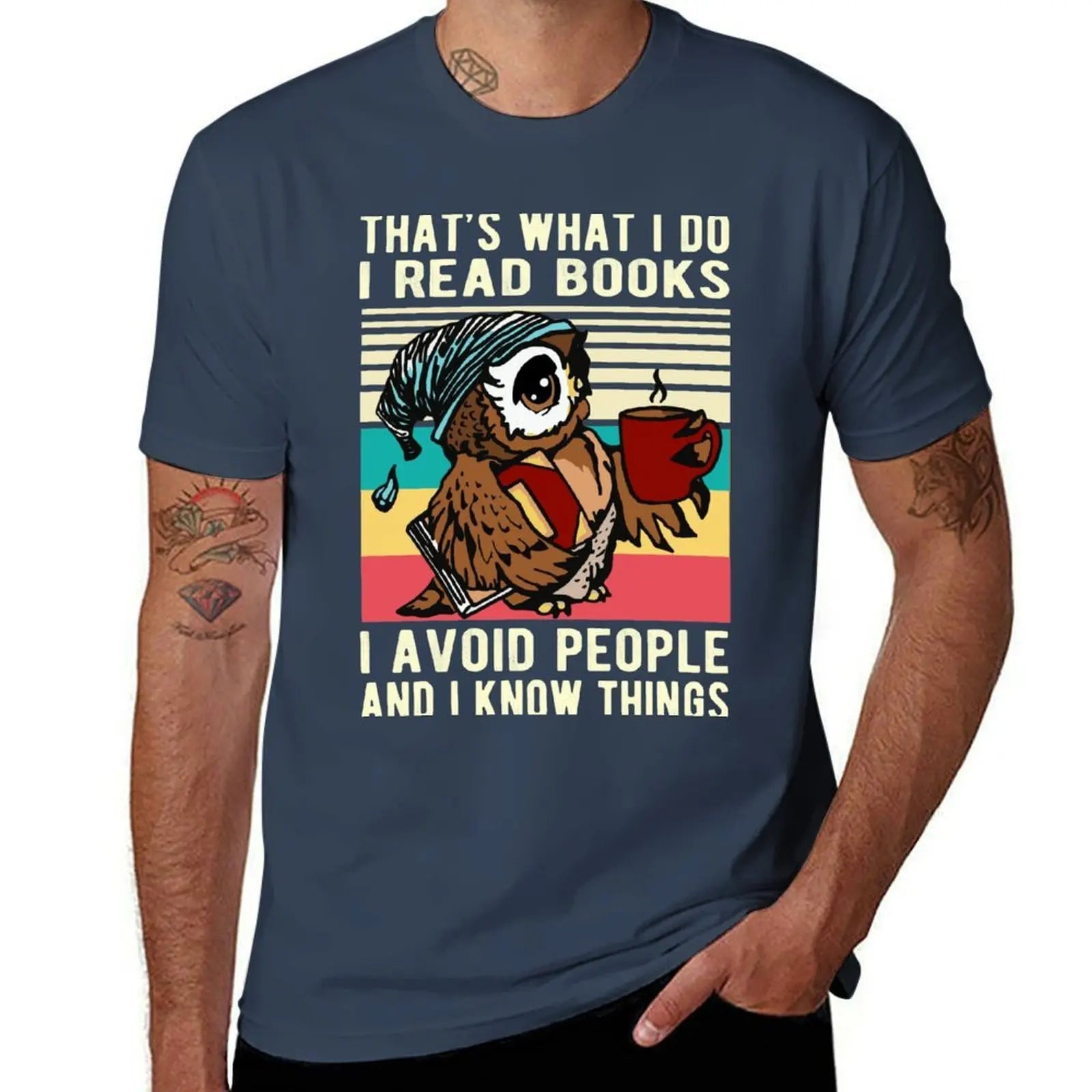 Funny Owl That's What I Do I Read Books I Avoid People And Know Things Owl Gift T-Shirt man t shirt summer T-Shirt