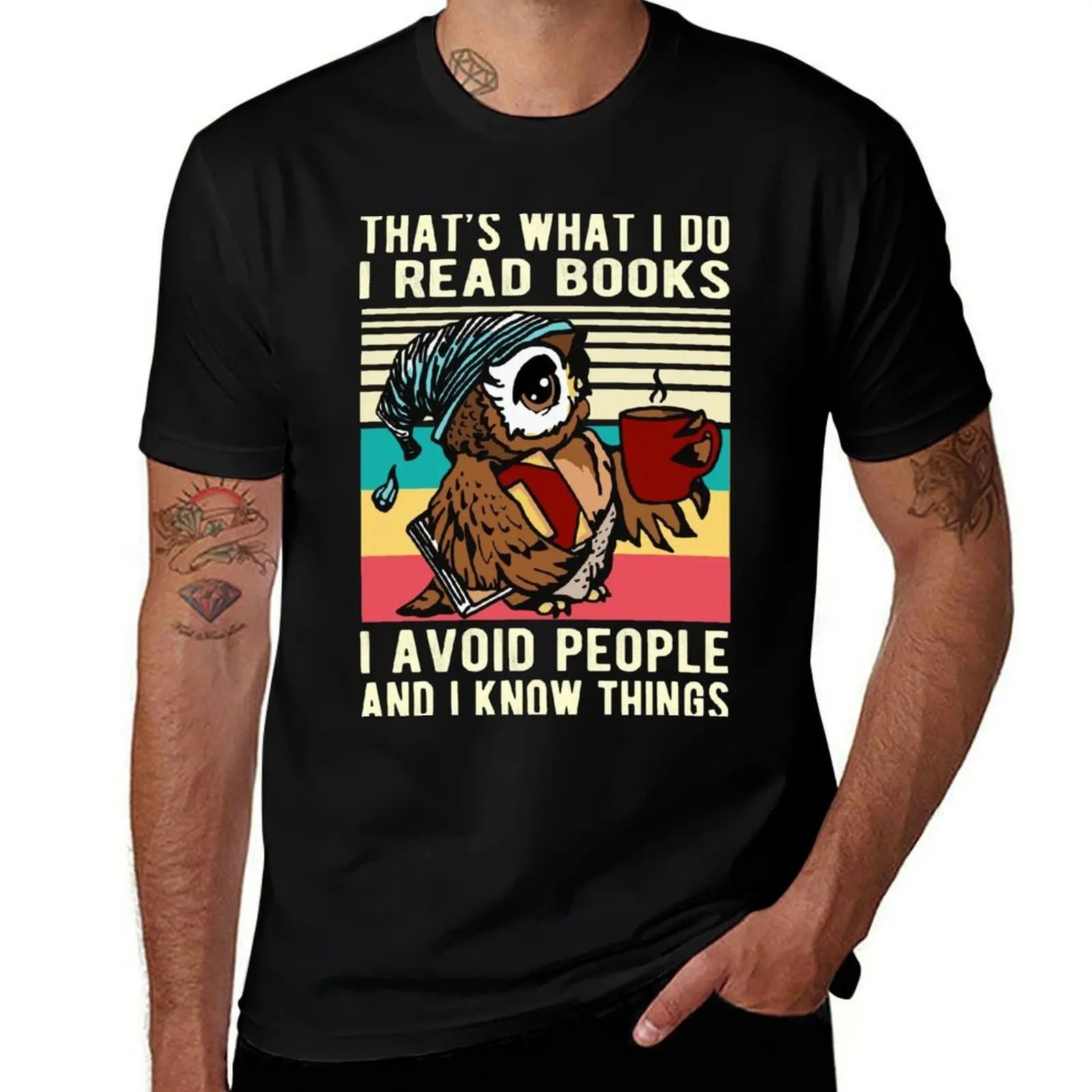Funny Owl That's What I Do I Read Books I Avoid People And Know Things Owl Gift T-Shirt man t shirt summer T-Shirt