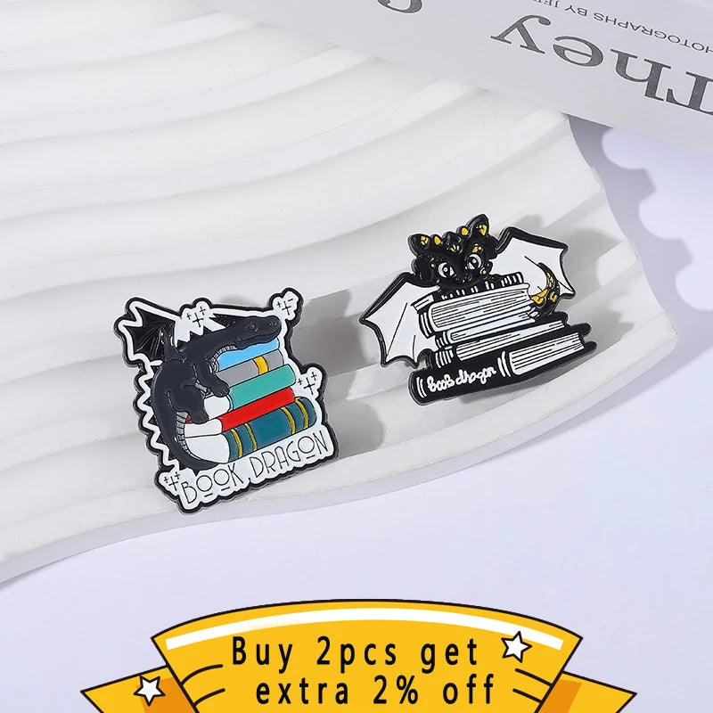Book Dragon Enamel Pin